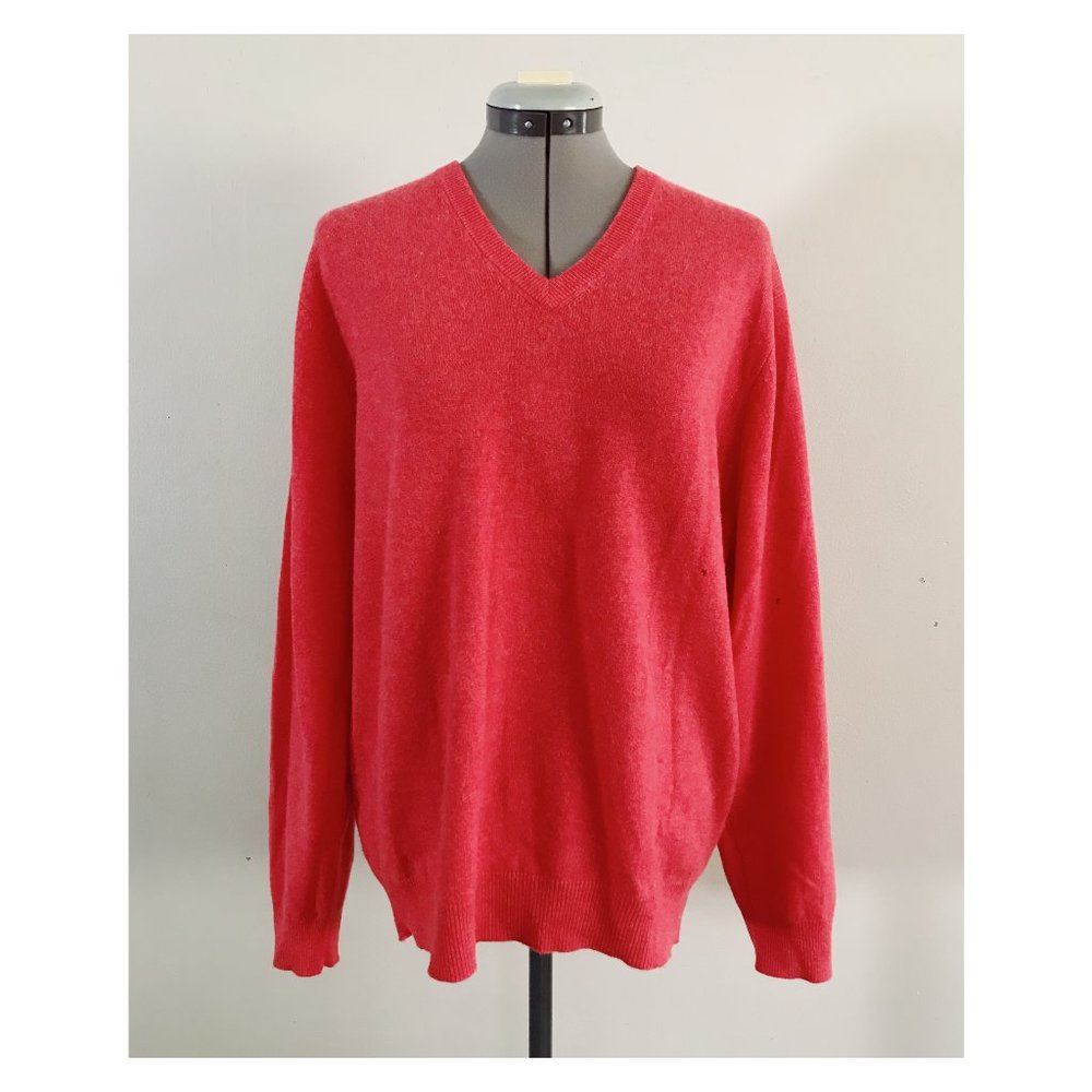 Jos A Bank Classic Collection Sz M Mens V Neck Cashmere Sweater Rose Color